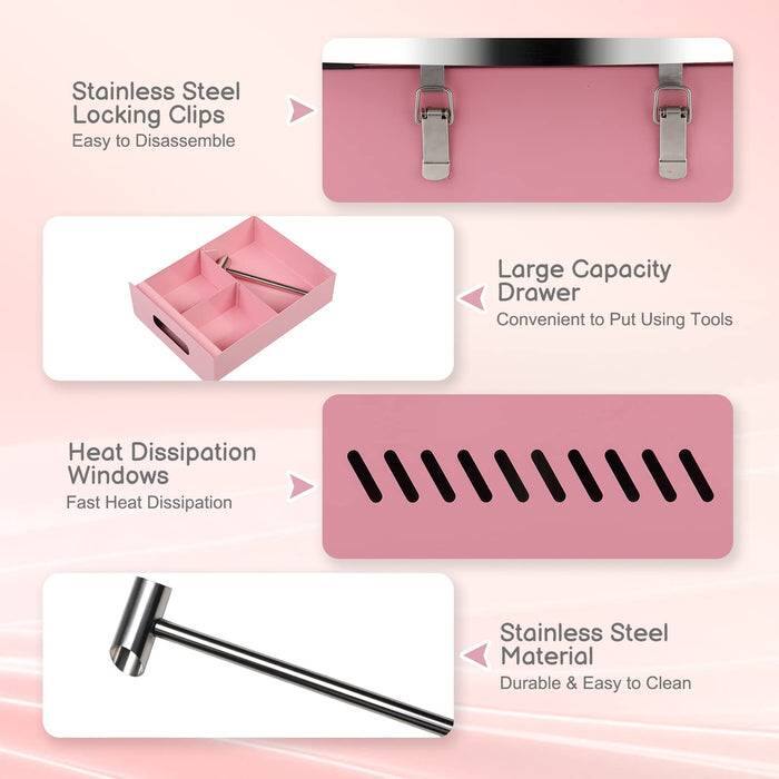 Stainless Steel Locking Clips  
Easy to Disassemble  

Large Capacity Drawer  
Convenient to Put Using Tools  

Heat Dissipation Windows  
Fast Heat Dissipation  

Stainless Steel Material  
Durable & Easy to Clean