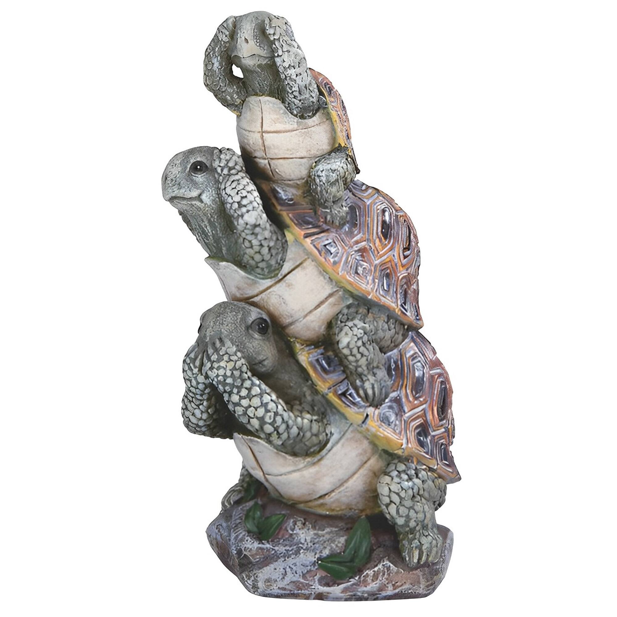 Front. FC Design - FC Design 7"H Hear-No, See-No, Speak-No Evil Stacked Turtles Figurine Statue Desk Tabletop Home Decor Gift - Multi-Color.