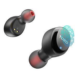 Angle. TOZO - TOZO T6S Wireless Earbuds IPX8 Waterproof TWS Build In Mic Active Noise Control Bluetooth Extra Long Battery Life.