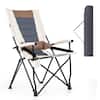 Front. Gymax - Gymax Camping Folding Chair w/ Cup Holder 330 LBS Load Capacity for Picnic Camping - Brown, White.
