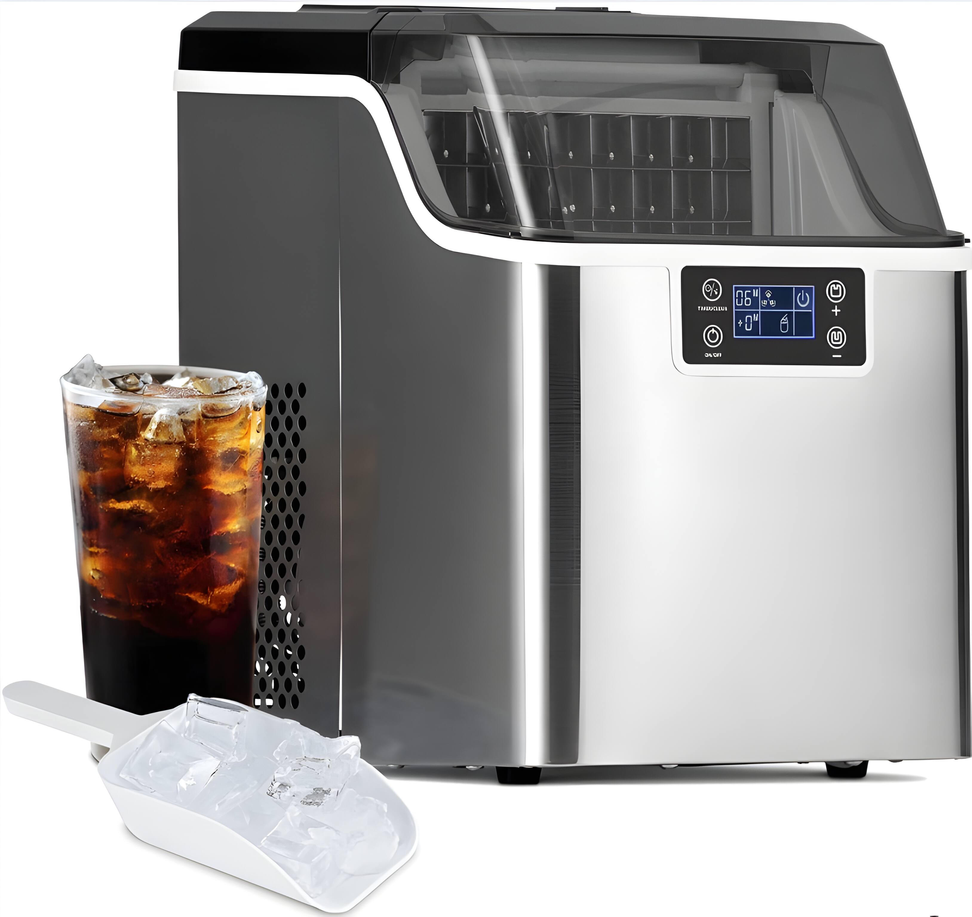 Front. Cluzine - 30kg/24H Ice Maker with LCD Display, Adjustable Ice Thickness & Multi Water Inlet for Home - Multicolor.