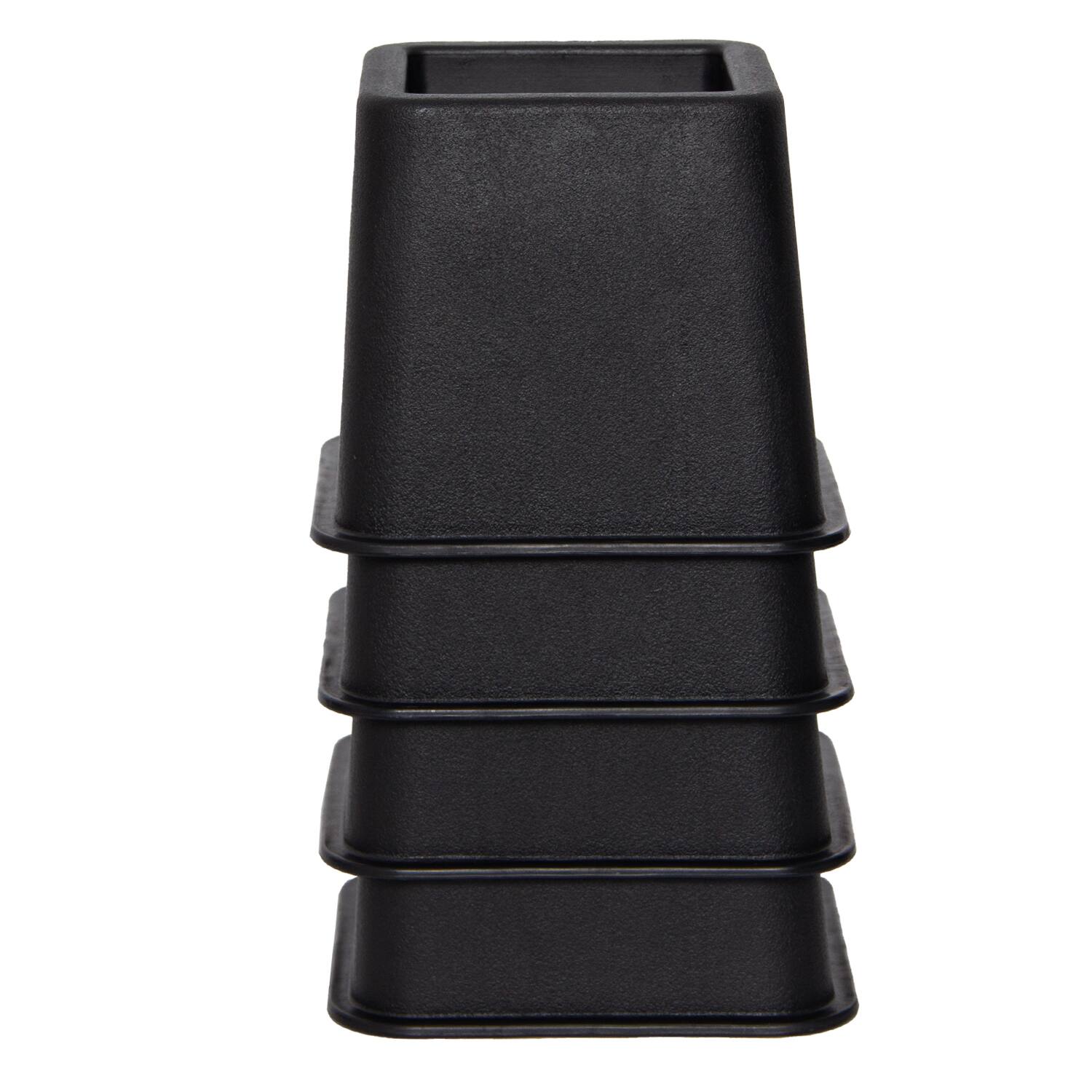 Back. Kings Brand Furniture - Kings Brand Furniture Adjustable Heavy-Duty Bed Risers Set of 4, Black - Black.