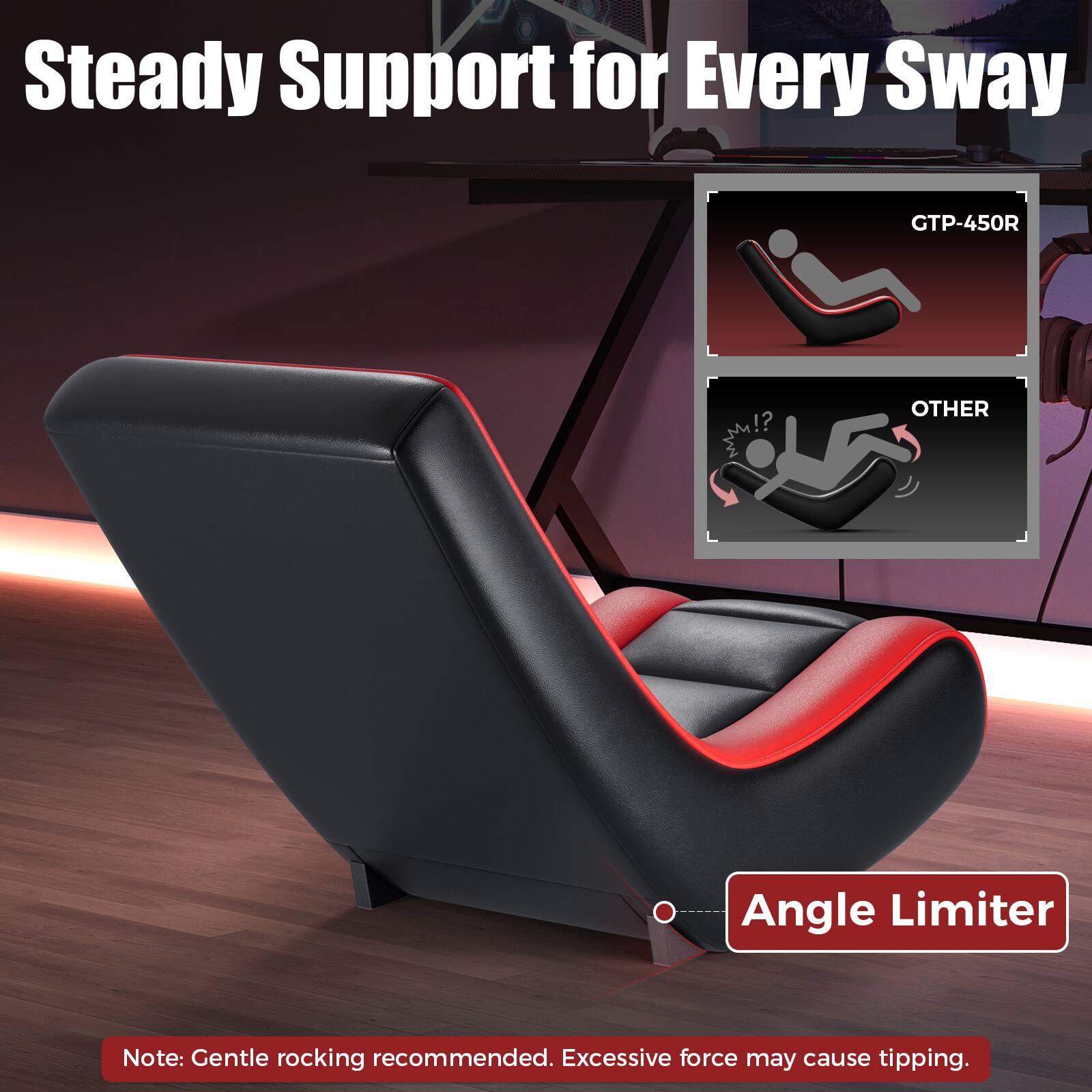 Steady Support for Every Sway  
GTP-450R  
OTHER  
Angle Limiter  
Note: Gentle rocking recommended. Excessive force may cause tipping.