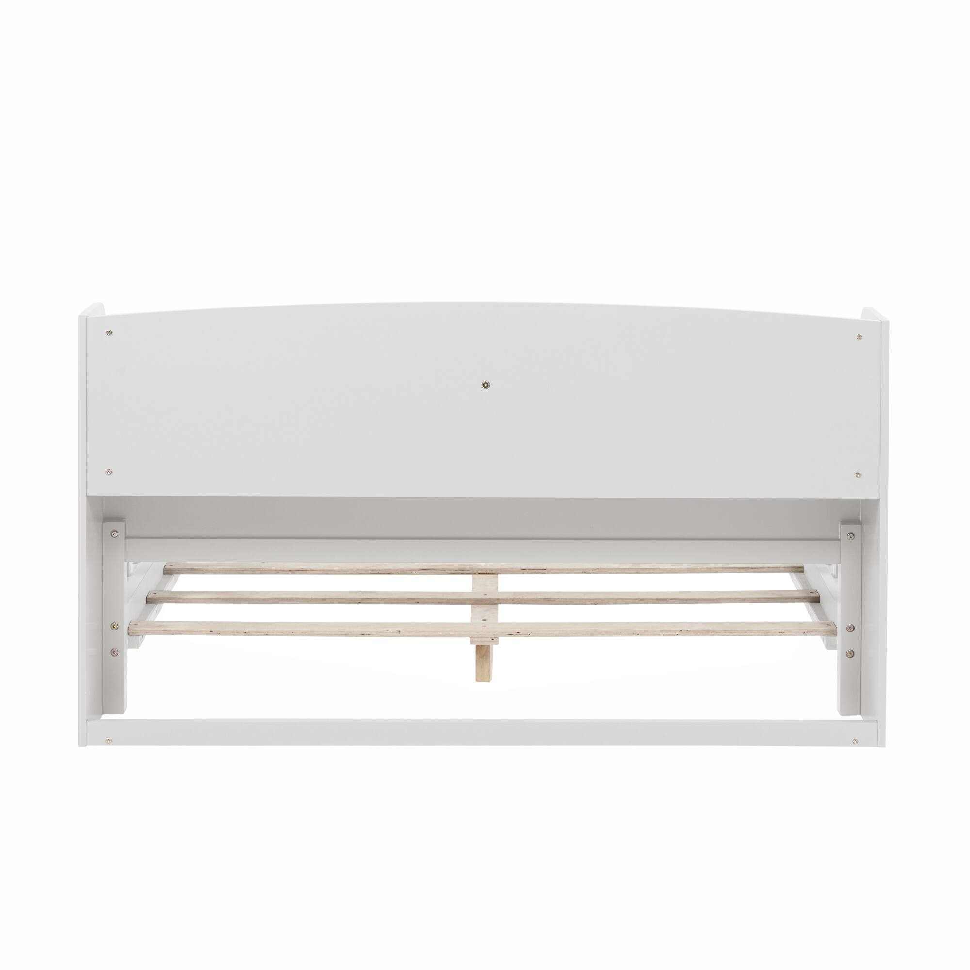 Alt View 8. GOODSILO - Full Size Wooden Bed with Integrated Bookshelf Headboard and LED Motion Sensor Lighting System - White.