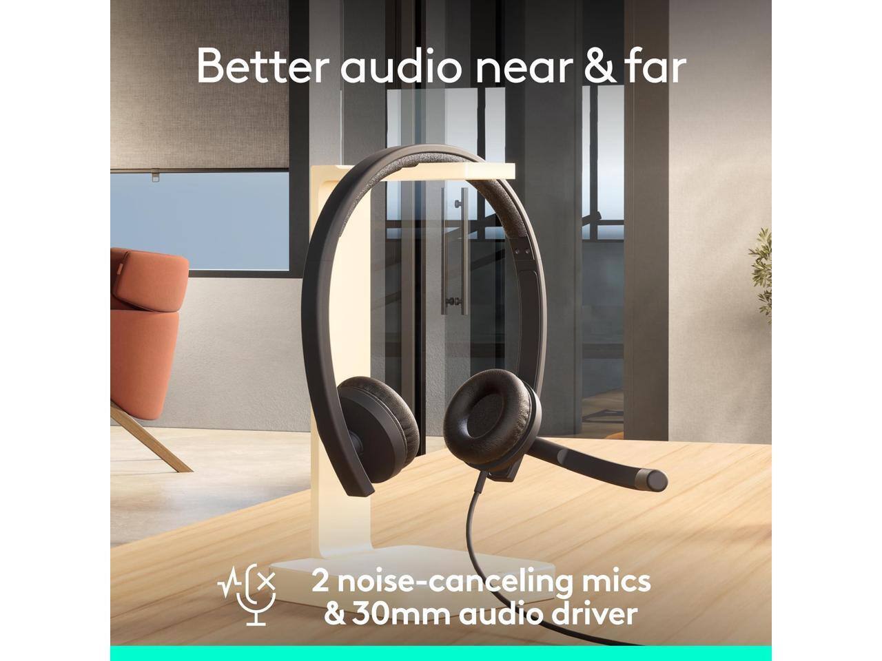 Better audio near & far  
2 noise-canceling mics & 30mm audio driver