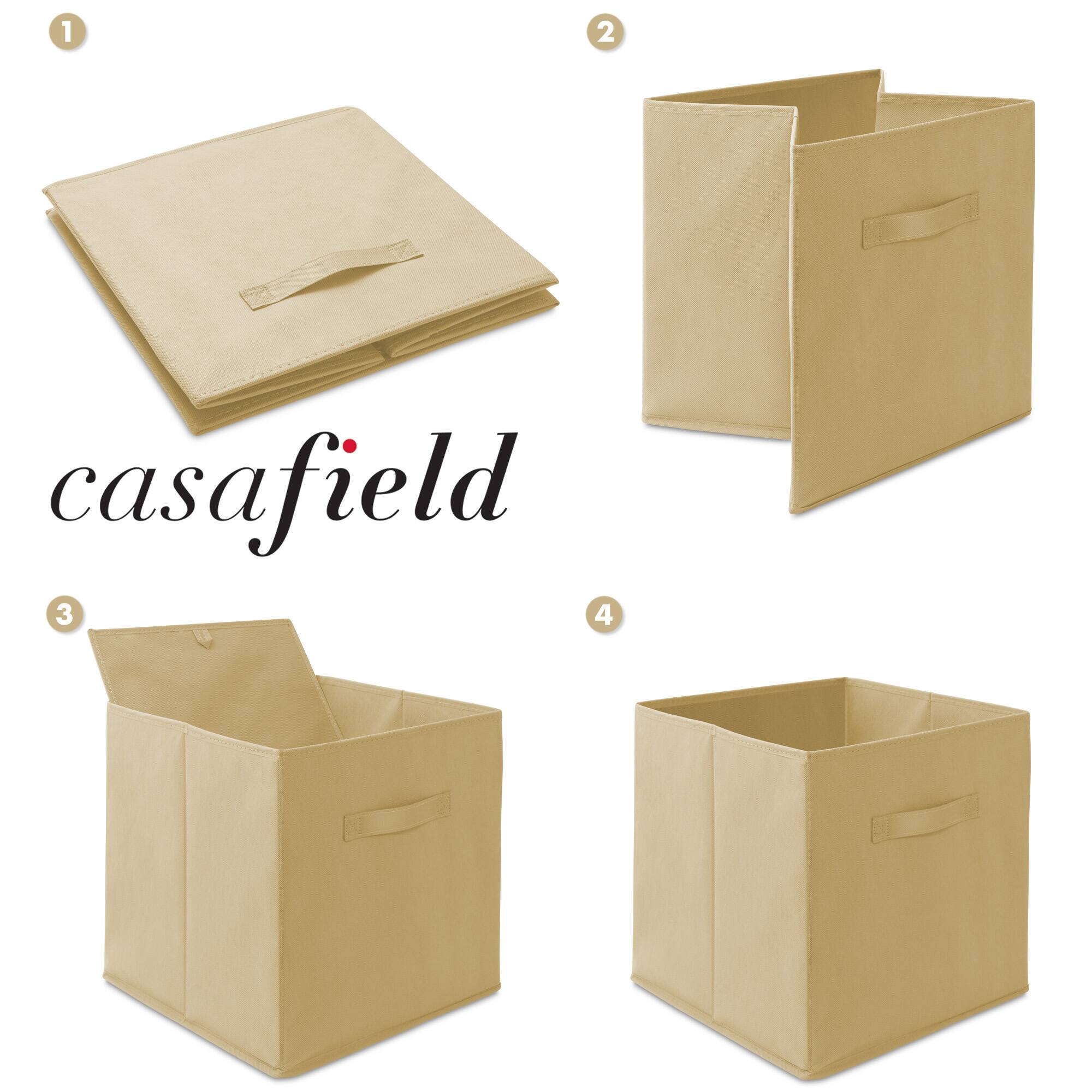 Alt View 5. Casafield - (Set of 6) Collapsible Fabric Cubes - Storage Bins - Sand.