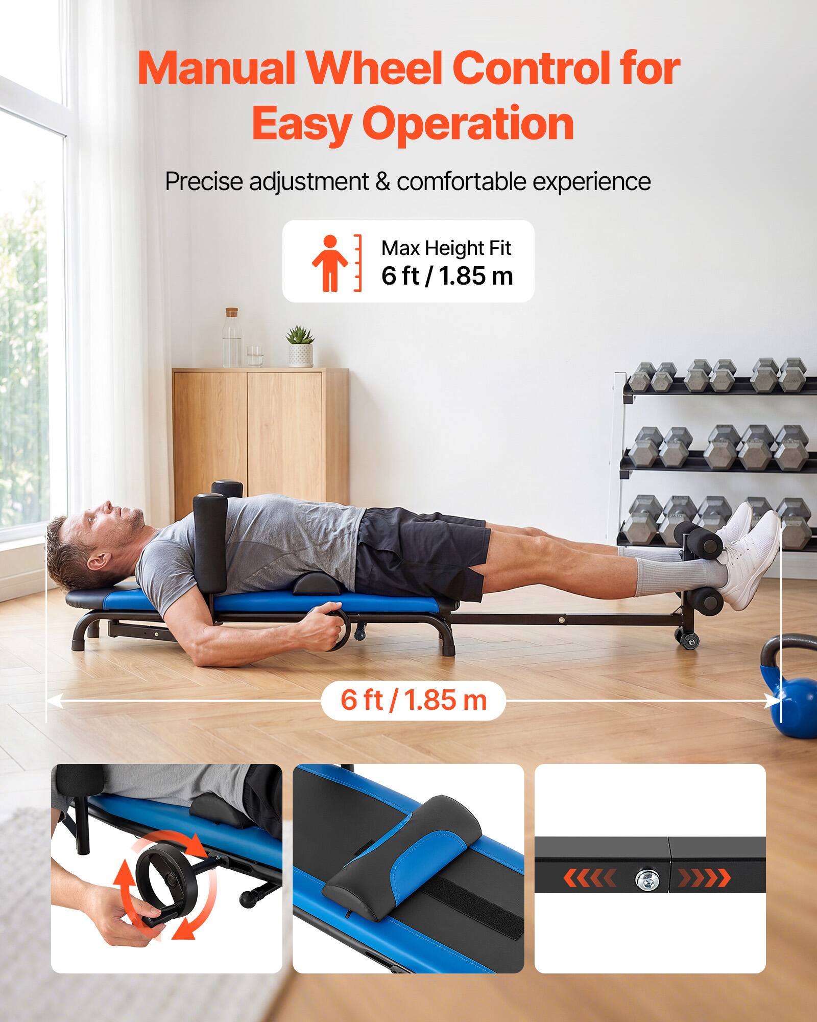 VEVOR Inversion Table, 350 lbs Capacity Heavy Duty Back Inverter ...