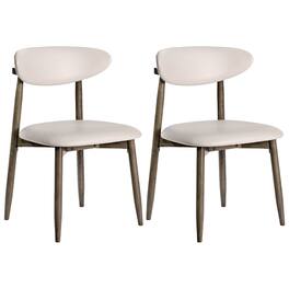 Gymax - Wooden Dining Chairs Set of 2 Upholstered Kitchen Chairs w/ Curved Backrest - Beige