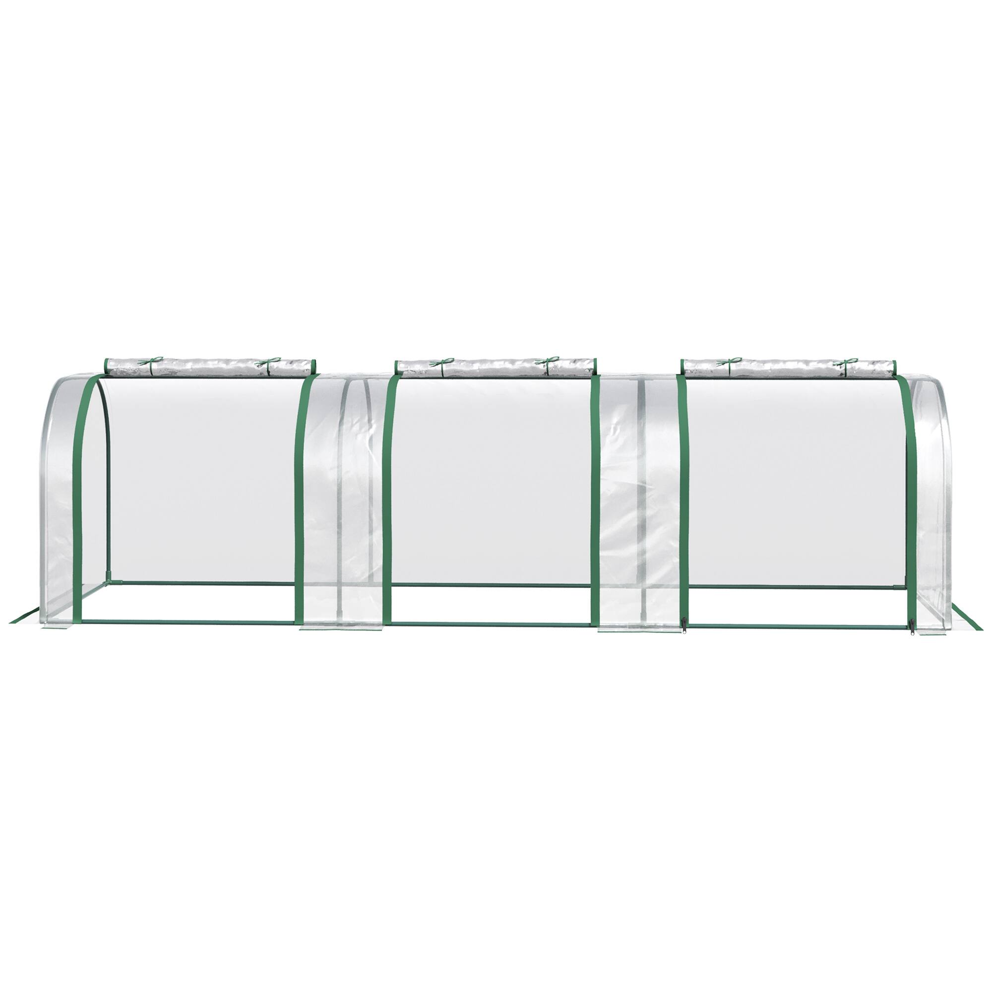 Alt View 7. Outsunny - 10' x 3' x 2.5' Mini Greenhouse, Portable Tunnel Green House with Roll-Up Zippered Doors, UV Waterproof Cover - Clear.