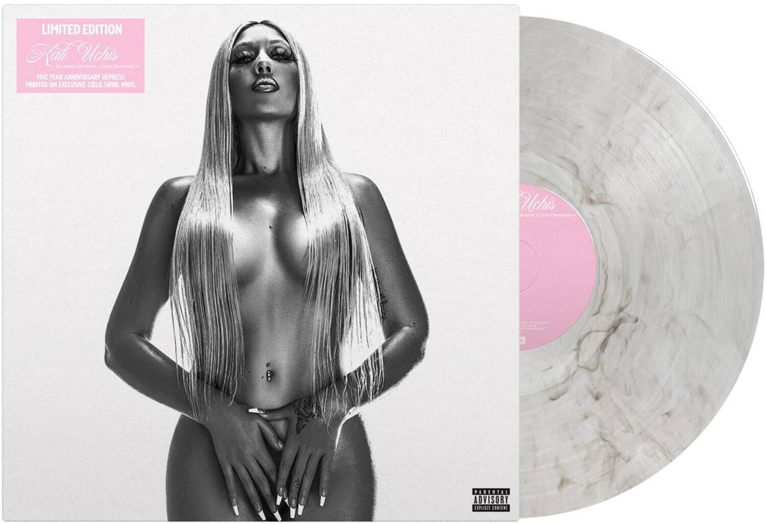 LIMITED EDITION  
Kah Uchis  
FIVE YEAR ANNIVERSARY REPRESS  
PRINTED ON EXCLUSIVE CIELO SWIRL VINYL  

Uchis  
FIVE YEAR ANNIVERSARY REPRESS  
PRINTED ON EXCLUSIVE CIELO SWIRL VINYL  

PARENTAL ADVISORY  
EXPLICIT CONTENT