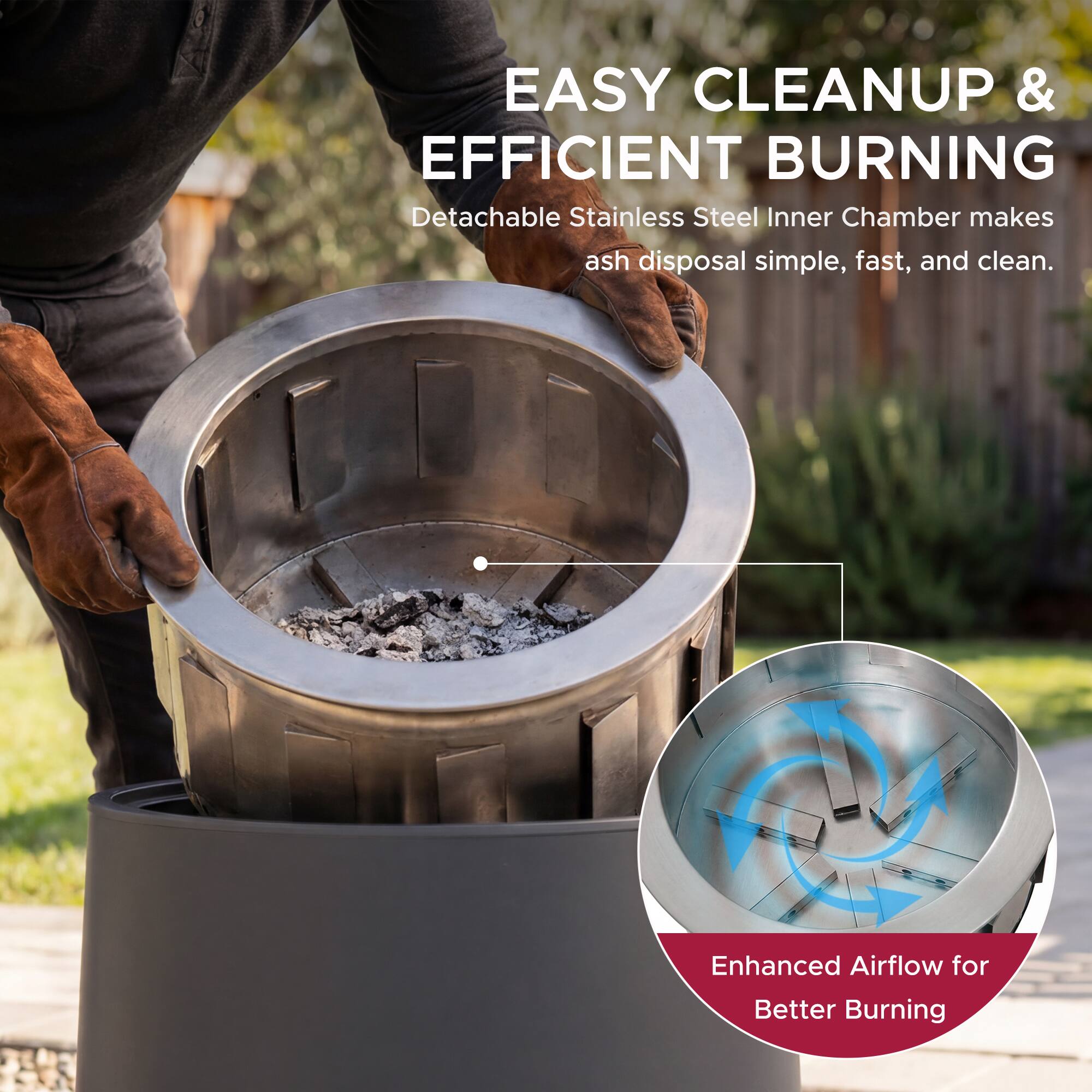 SUNJOY Argyle 21 in. Stainless Steel Wood Burning Smokeless Fire
