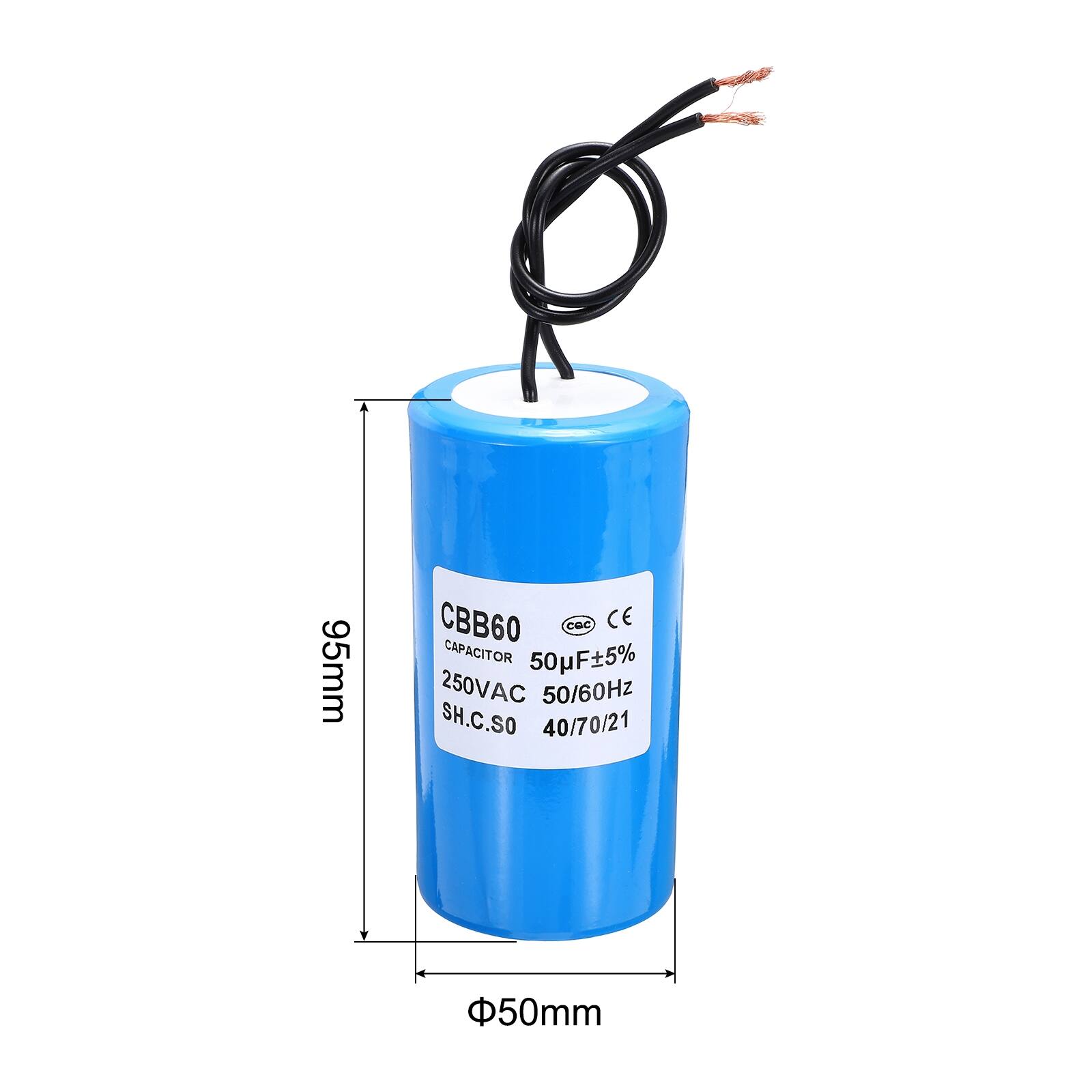 95mm CBB60 50uF±5% 250VAC 50/60Hz SH.C.SO 40/70/21 50mm