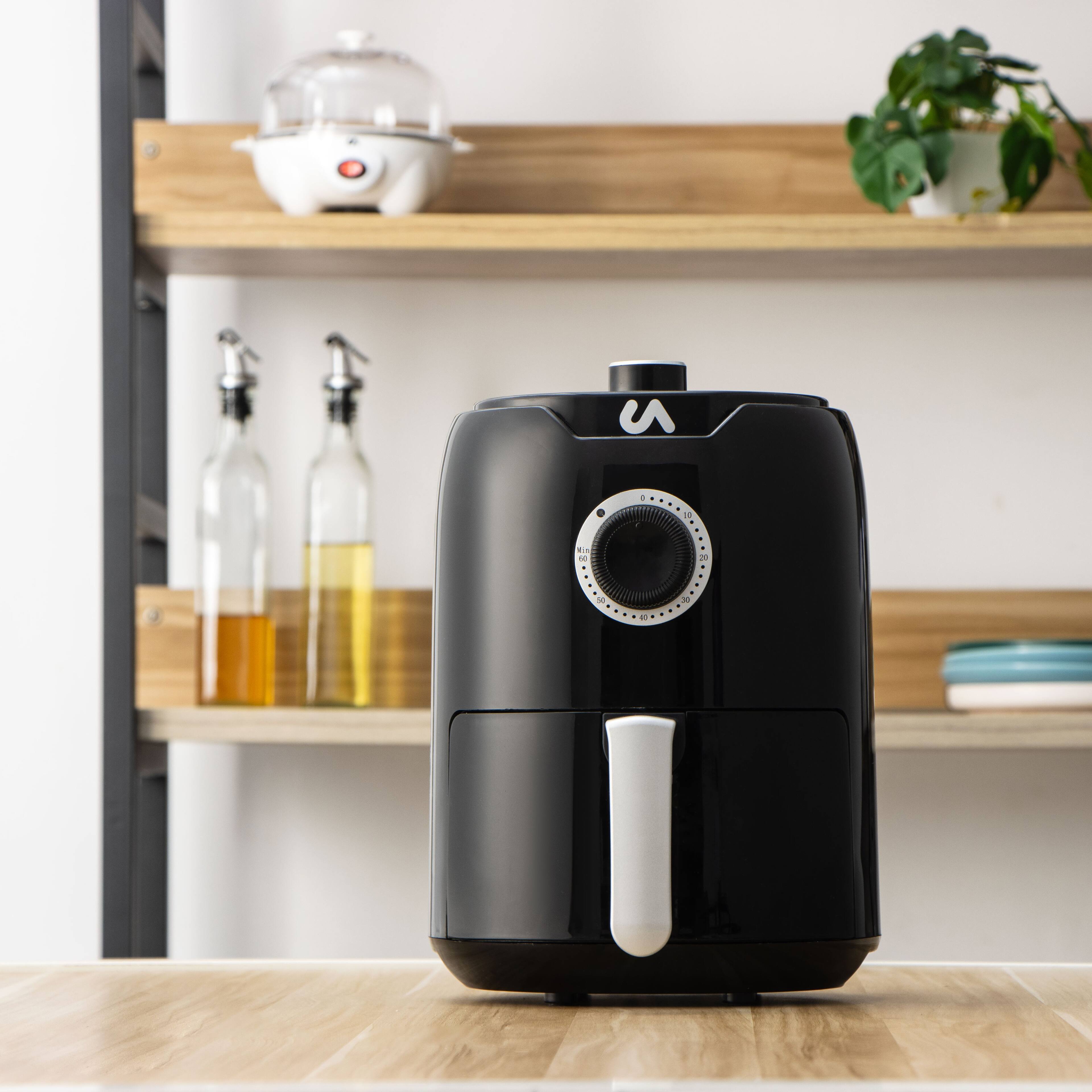 Alt View 6. Uber Appliance - Uber Appliance Mini Air Fryer - 2 Quart Capacity, PFOA/PTFE Free, Easy Clean Ceramic Design - Black.