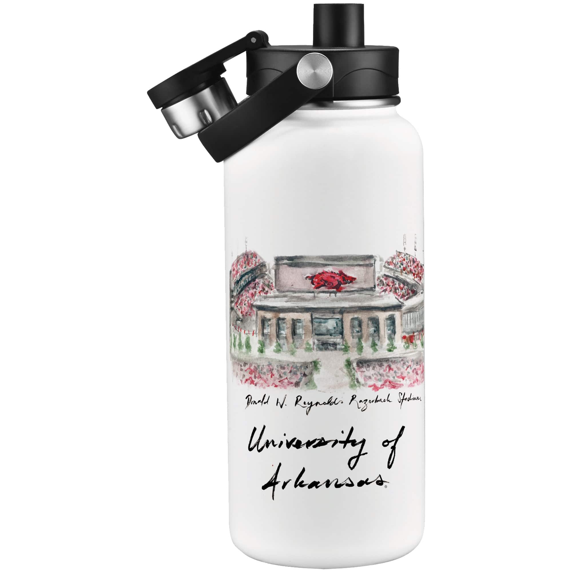 Indigo Falls - Arkansas Razorbacks Laura Wilcox Watercolors 34oz. Water Bottle - Multicolor