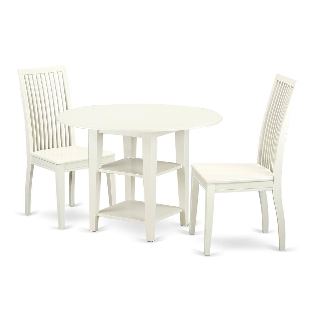 Back. East West Furniture - Dining Room Set Linen White - Brown.