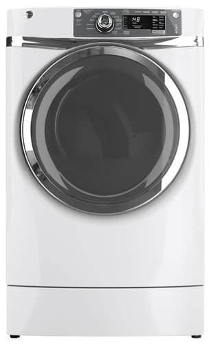 GE - RightHeight 8.3 Cu. Ft. 12-Cycle Electric Dryer with Steam - White-Front_Standard 