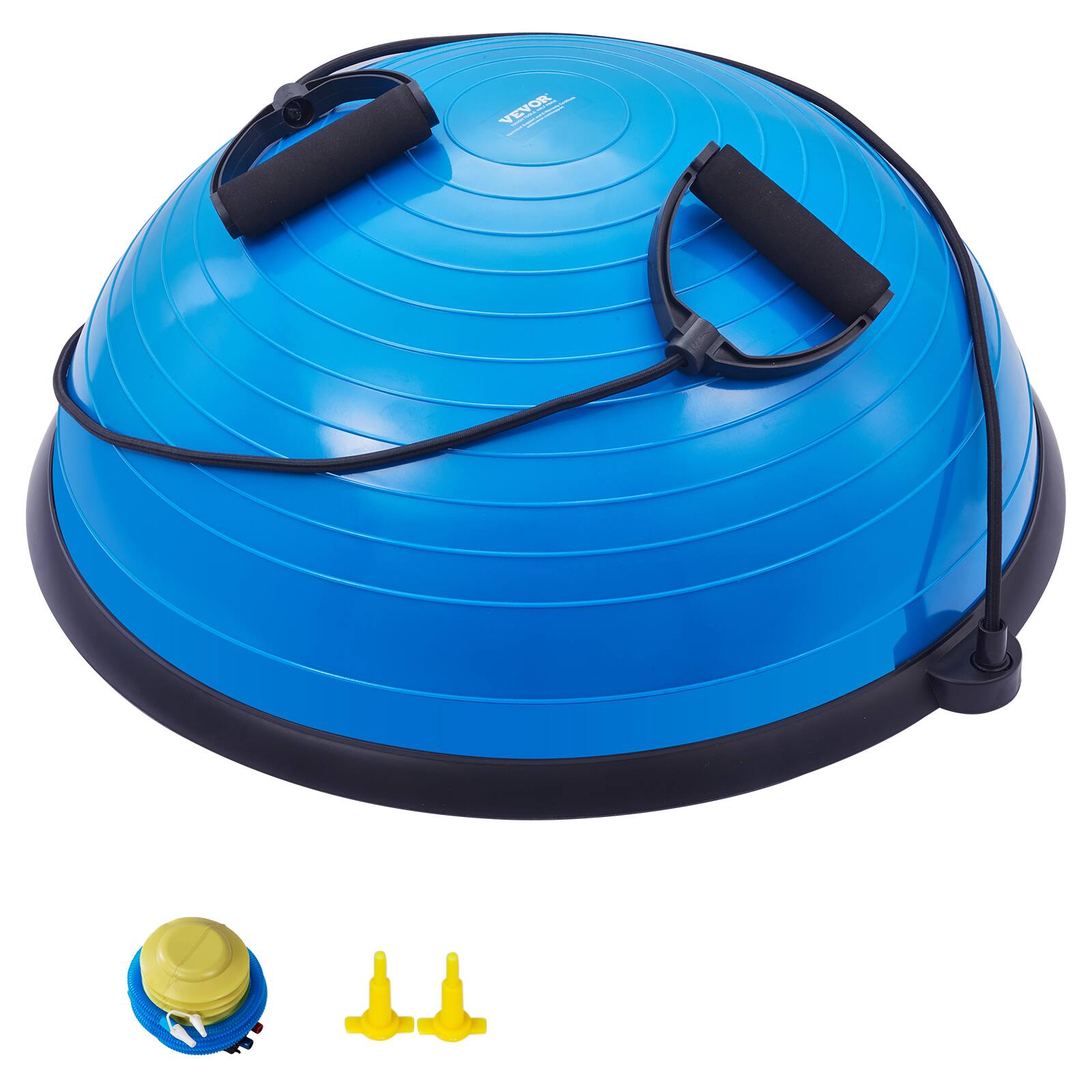 VEVOR - Half Exercise Ball Trainer, 23 inch Balance Ball Trainer, 660lbs Capacity Stability Ball,Yoga Ball with Resistance Bands - Blue