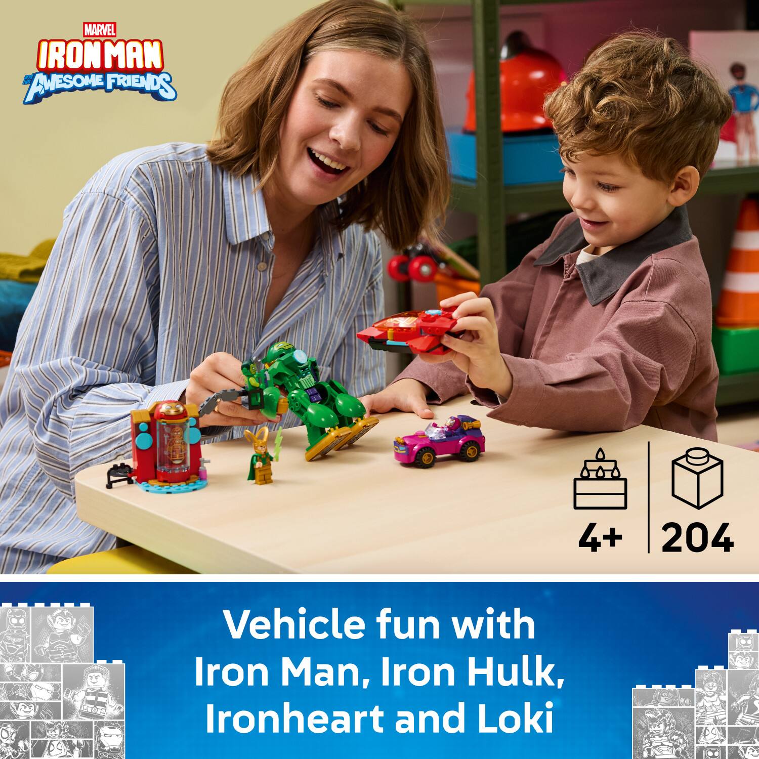 MARVEL IRON MAN AWESOME FRIENDS 4+ 204 Vehicle fun with Iron Man, Iron Hulk, Ironheart and Loki