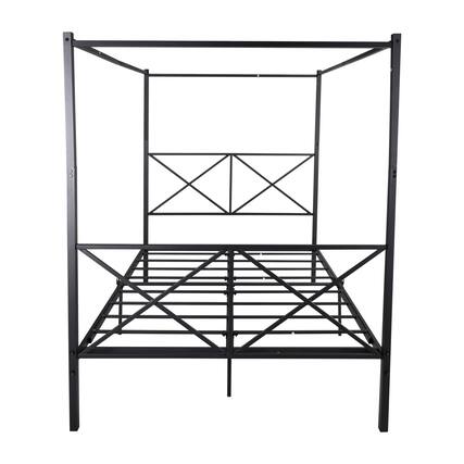 Front. Ecooso - Metal Canopy Bed Frame, Platform Bed Frame Queen with X Shaped Frame Queen - Black.