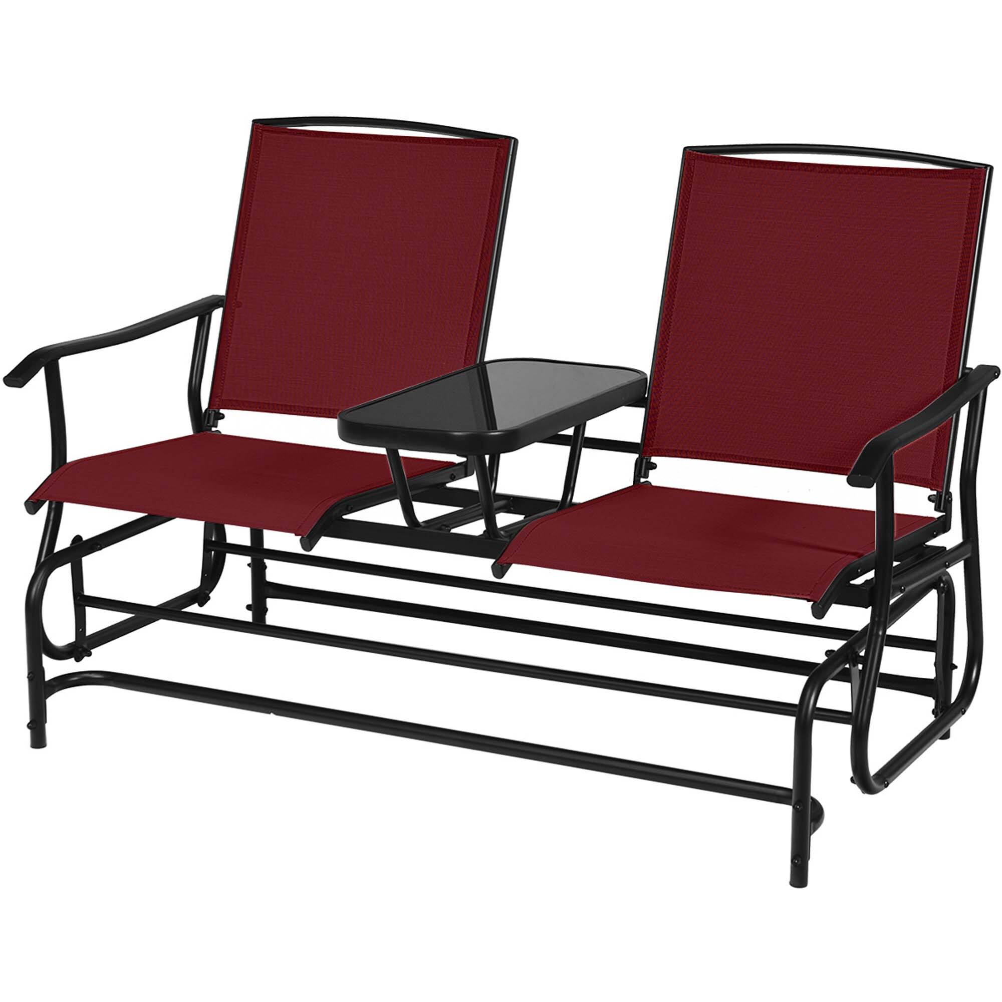 Alt View 10. Costway - 2 Person Outdoor Patio Double Glider Chair Loveseat Rocking - Wine.