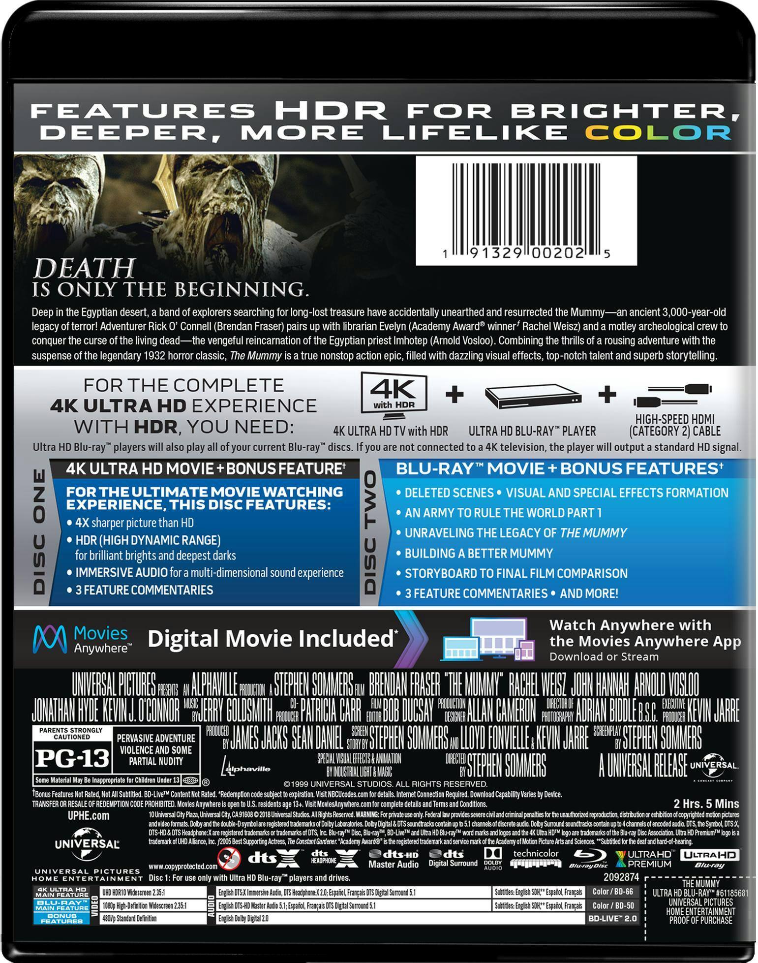 Back. The Mummy (1999) (4K Ultra HD + Digital) [UHD].