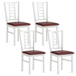 Gymax - Wood Dining Chairs Set of 4 w/Rubber Wood Frame Padded Seat Slatted Backrest - White