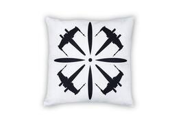 Star Wars - White Throw Pillow | Black X-Wing Fighter Design | 18 x 18 Inches - White/Black