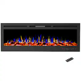Northwest - 72-Inch Wall Electric Fireplace - Black