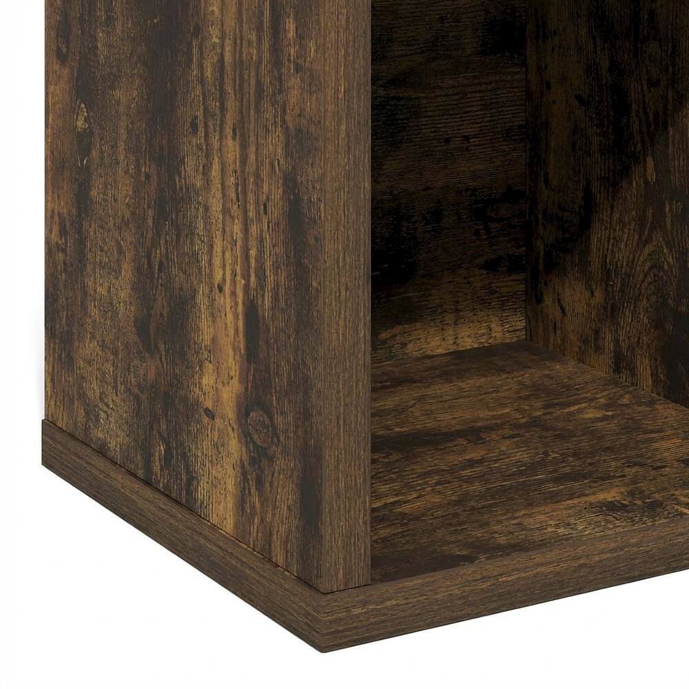 Alt View 2. FurniFact - Wood bookcase with adjustable shelves for versatile storage - Amber Pine.