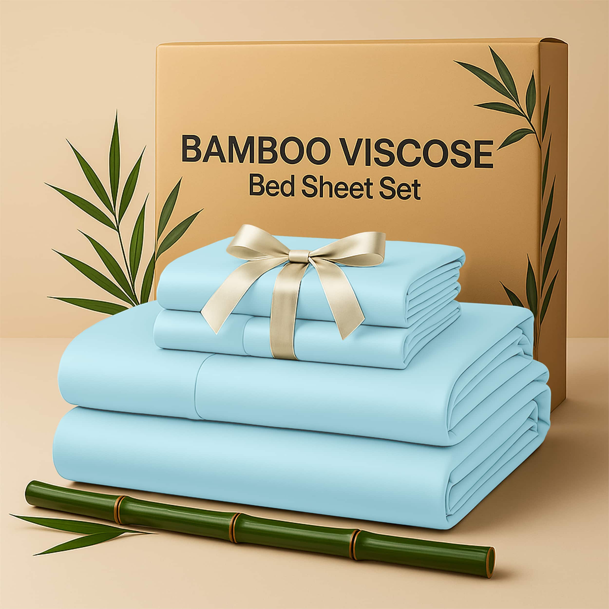 Lux Decor Collection - Rayon from Bamboo Blend King Bed Sheets, 4-Piece Cooling Sheet Set with 16-Inch Deep Pockets - Blue