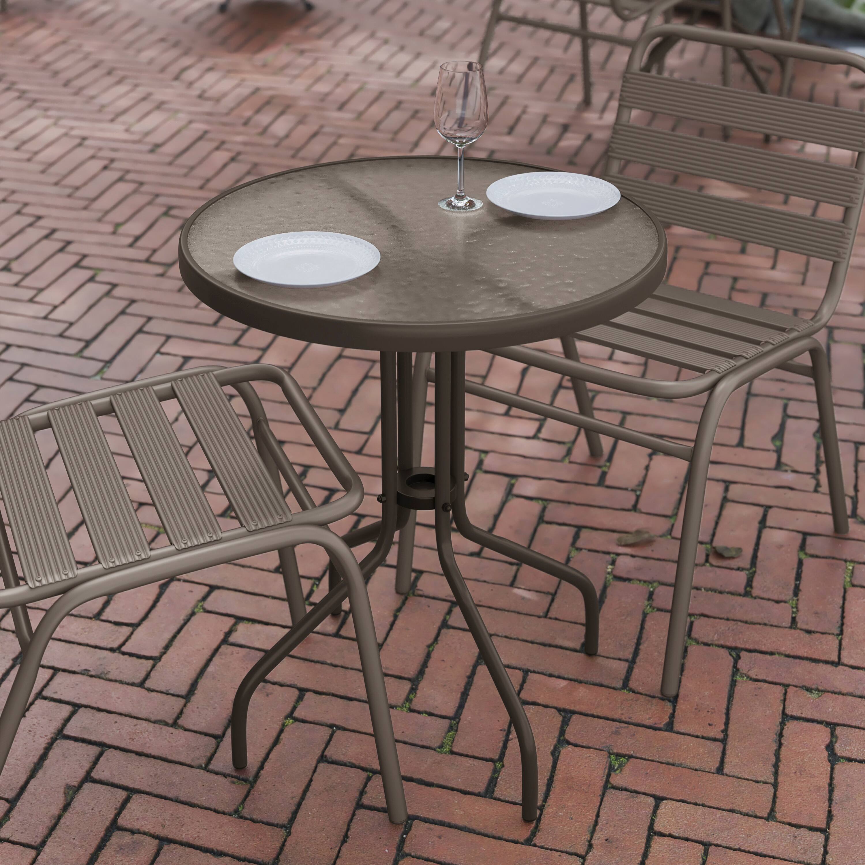 Alt View 2. Flash Furniture - Bellamy 23.75'' Bronze Round Tempered Glass Metal Table - Brown.
