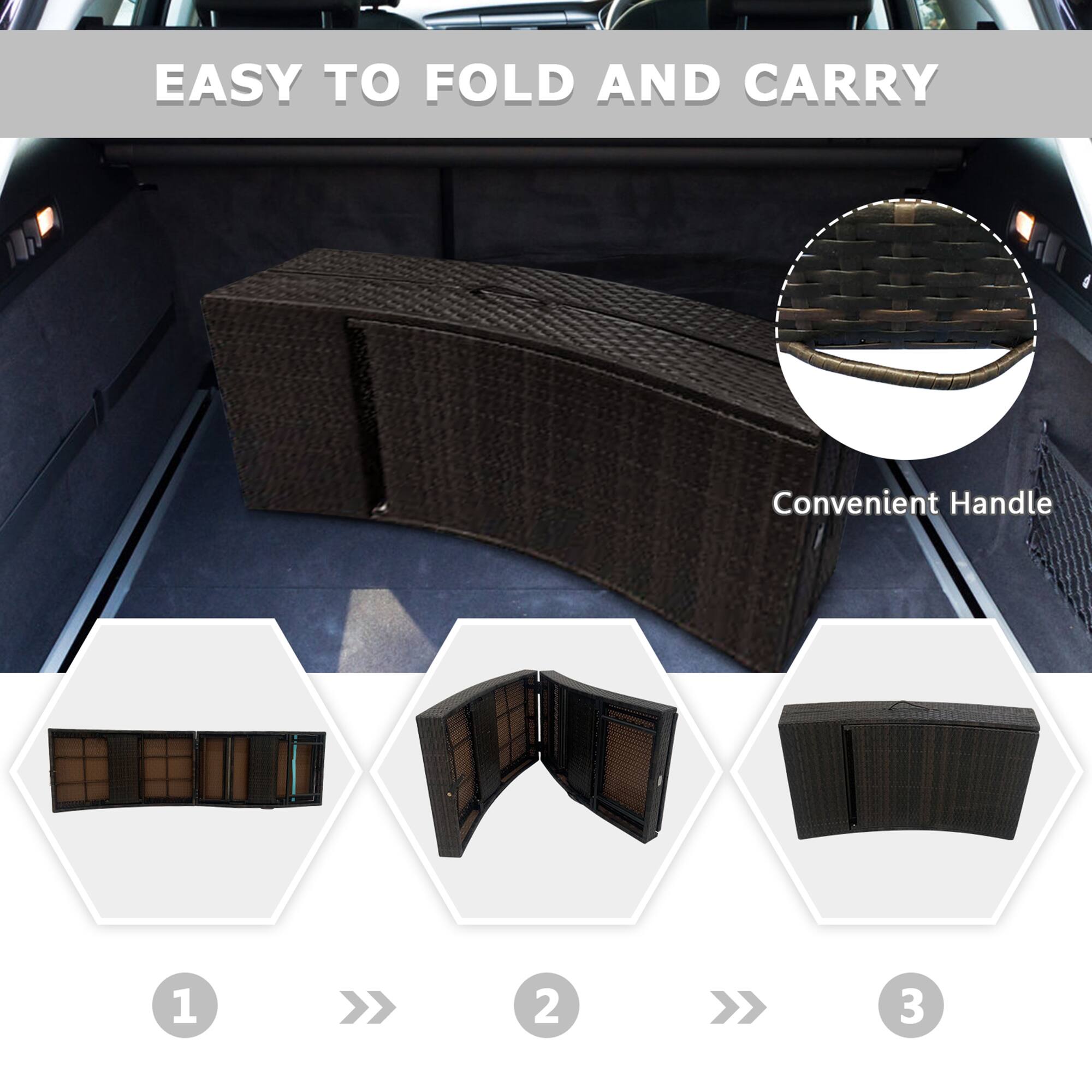 EASY TO FOLD AND CARRY
Convenient Handle
1 >> 2 >> 3