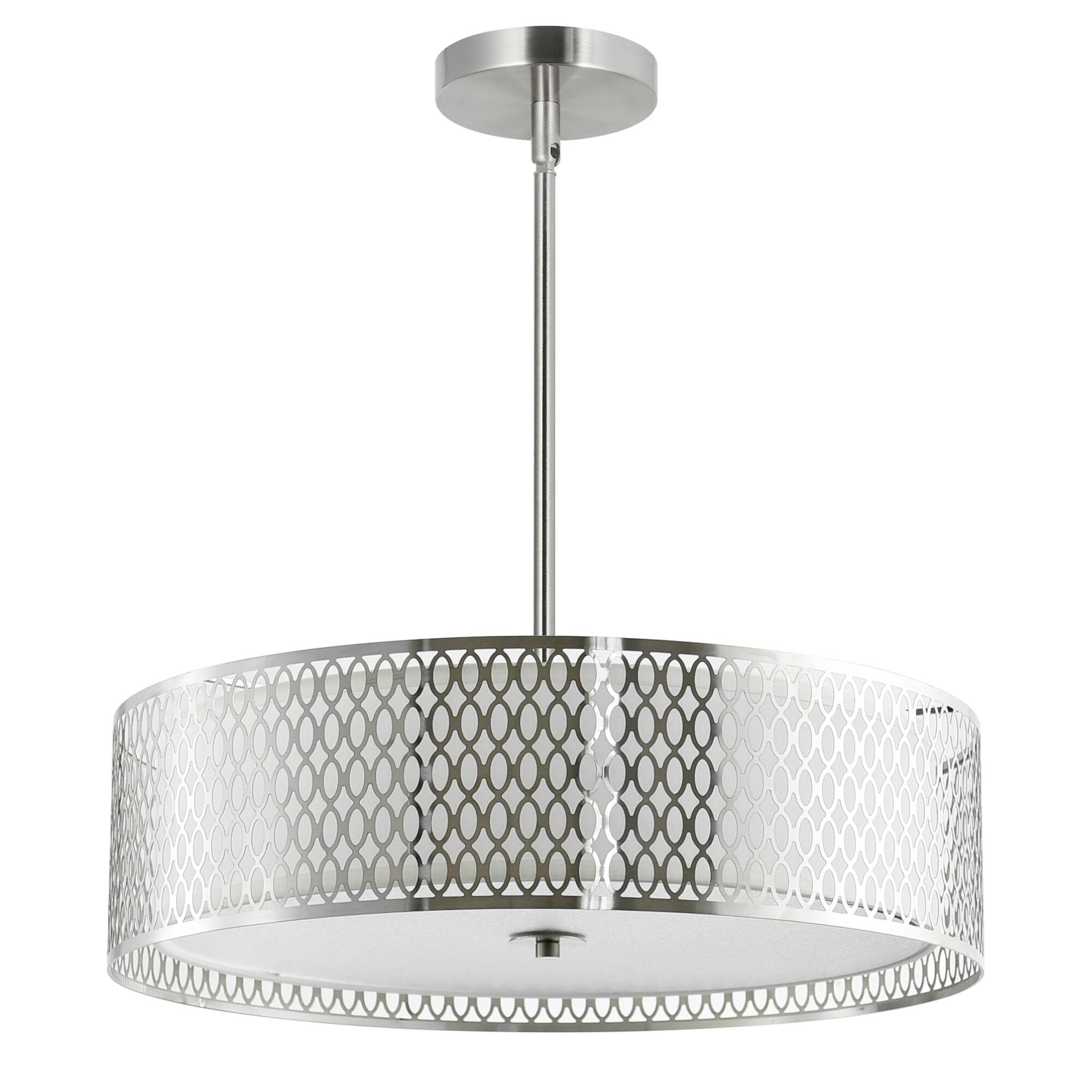 Alt View 1. CWI Lighting - Mikayla 5 Light Drum Shade Chandelier With Satin Nickel Finish - Satin Nickel.