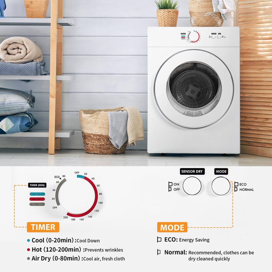 GlowWise LB Portable Dryer for Apartment, 1020W Compact