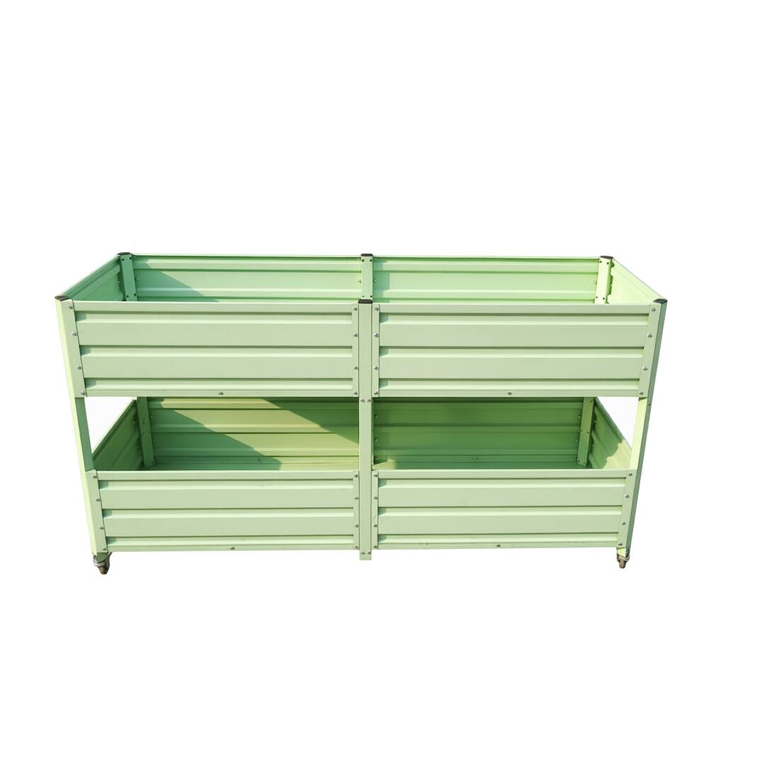 Alt View 8. Loheer - Loheer 2-Tier Elevated Raised Garden Bed Rolling Metal Planter Box with Lockable Wheels Green.
