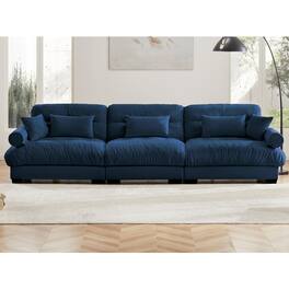 Trinkets Crazed - Modular Sectional Sofa Cloud Couch, 130" Modern Deep Seat Sectional Couches for Living Room, Oversized Modular Couch - Blue