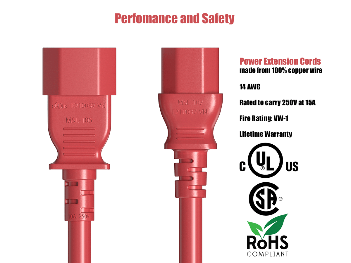 Performance and Safety

GODUS F210037-VN MSI-106 10A 250V

Power Extension Cords made from 100% copper wire 14AWG MSL-107 Rated to carry 250V at 15A. E210037-VN Fire Rating: VW-1 Lifetime Warranty

UL US SP

ROHS COMPLIANT