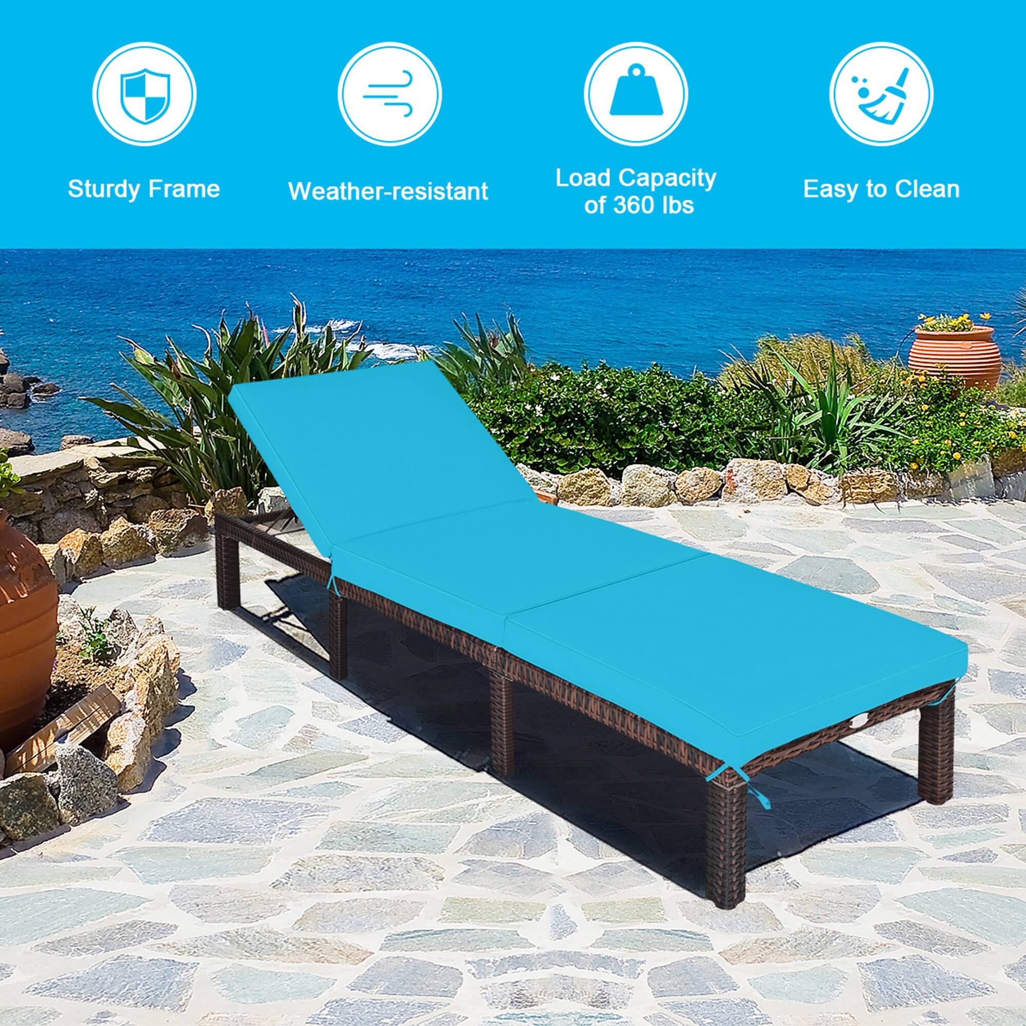 Sturdy Frame, Weather-resistant, Load Capacity of 360 lbs, Easy to Clean