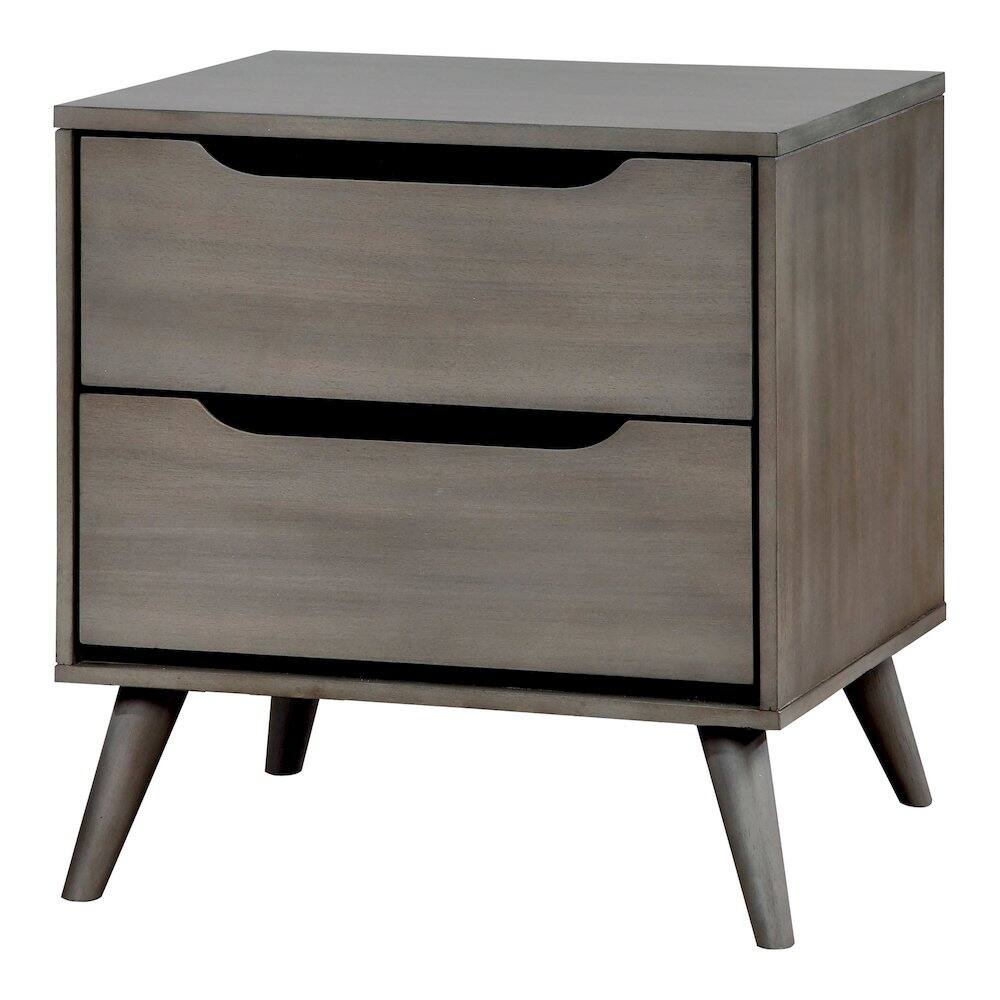 Alt View 1. Furniture of America - Belkor Mid-Century Modern Wood 2-Drawer Nightstand in Gray - Gray.