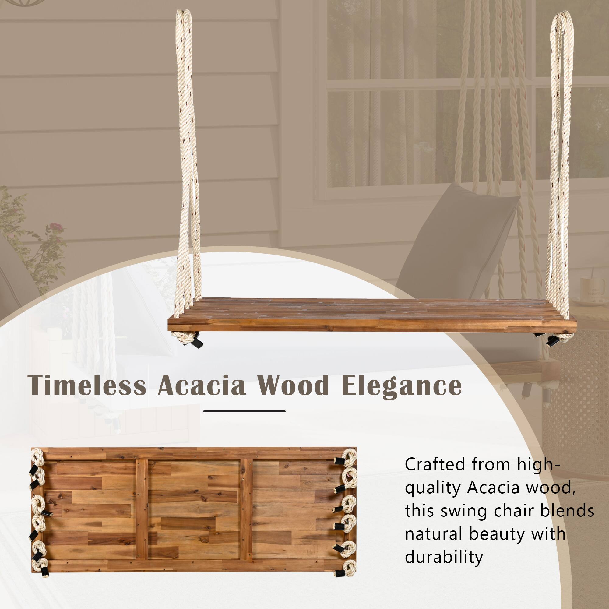 Timeless Acacia Wood Elegance

Crafted from high-quality Acacia wood, this swing chair blends natural beauty with durability