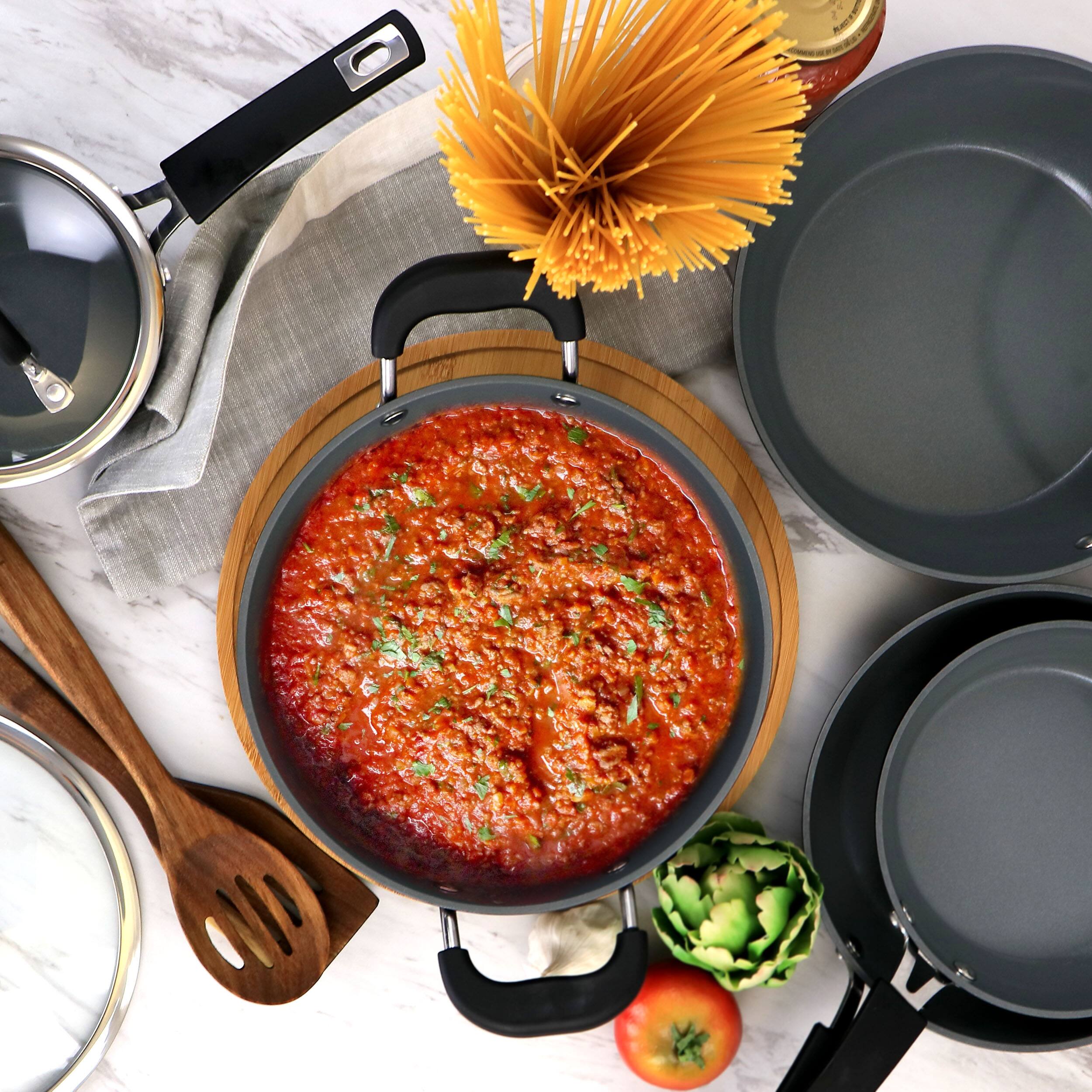 Alt View 6. Kenmore - Kenmore 12 Piece Ceramic Coated Aluminum Cookware Set in Black - Black.