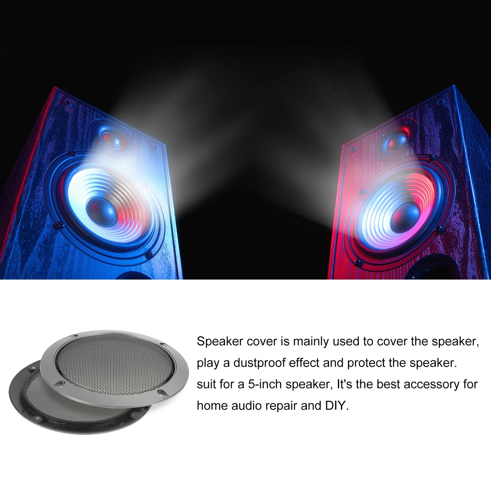 Speaker cover is mainly used to cover the speaker, play a dustproof effect and protect the speaker. It's the best accessory for home audio repair and DIY. Suitable for a 5-inch speaker.