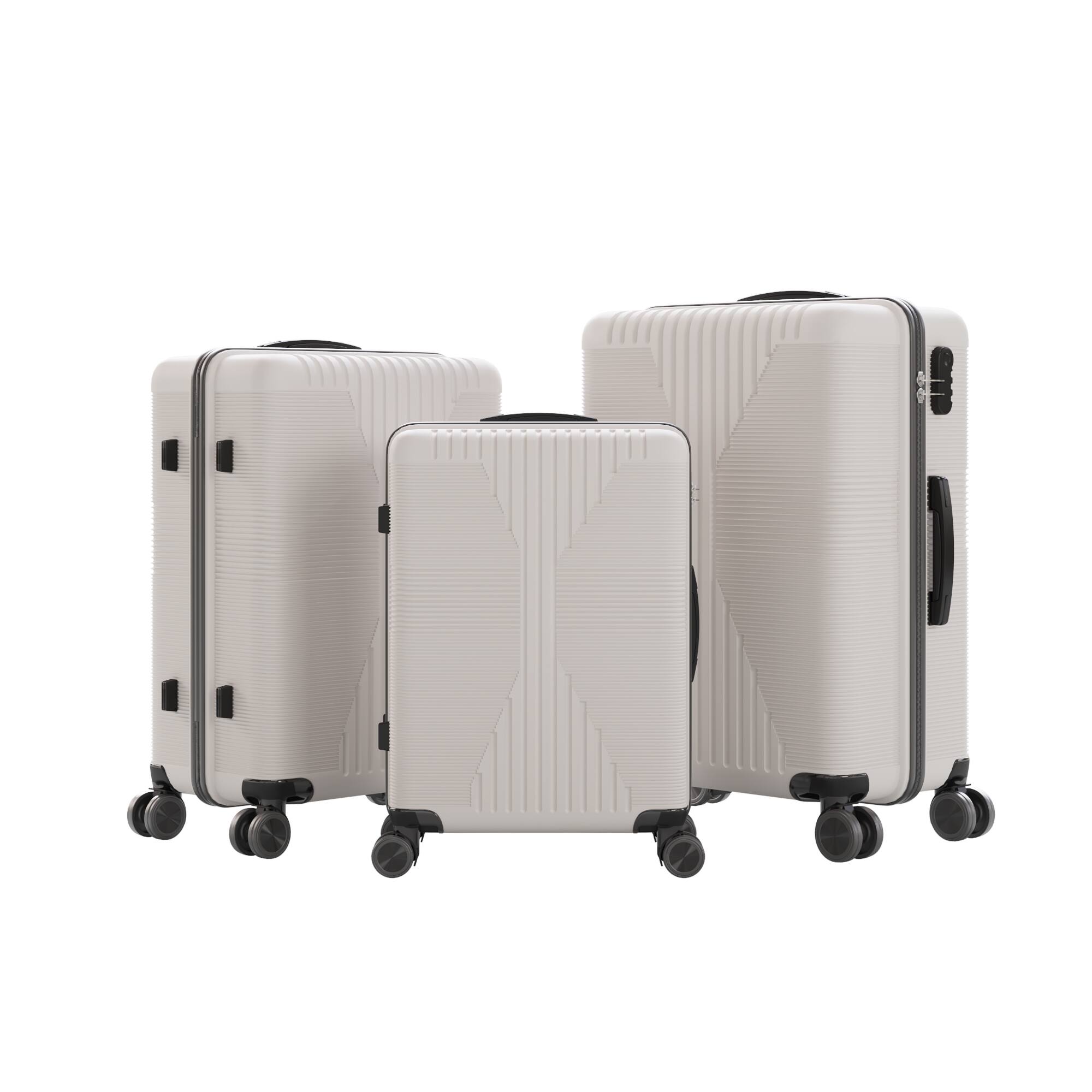Alt View 1. Winado - 3-in-1 20" 24" 28" Trolley Carry On Luggage Set Spinner Wheels Lightweigh Hardside PP Suitcase Sets with Built-in Lock - White.