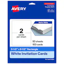 Avery - Matte Rectangle Cards, 5.5" x 8.5", 100ct - White