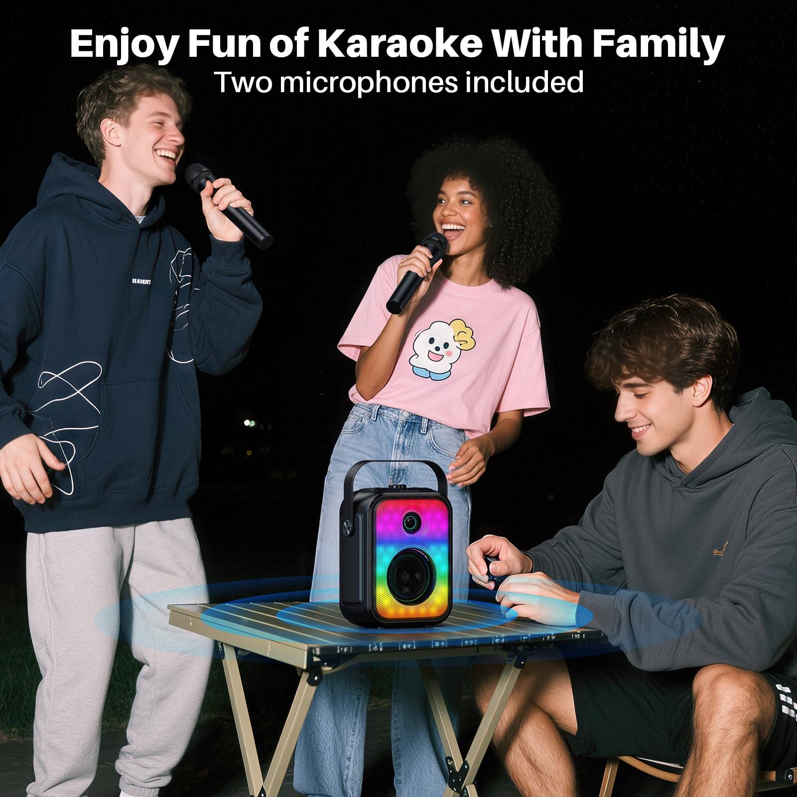 Enjoy Fun of Karaoke With Family  
Two microphones included