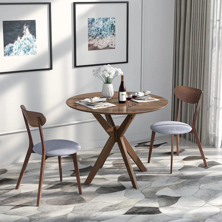 Costway 3 PCS Dining Table Set Modern Round Kitchen Table and Chairs ...