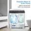 The image shows a washing machine with a powerful motor and drain pump. It has a capacity of 280W in the washing mode and 160W in the spin-drying mode. The machine is designed to efficiently clean clothes and spin dry them, making it a convenient and effective appliance for laundry needs.