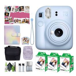 Fujifilm - INSTAX MINI 12 Instant Film Holiday Camera- Blue + 60 Instant Film - Pastel Blue