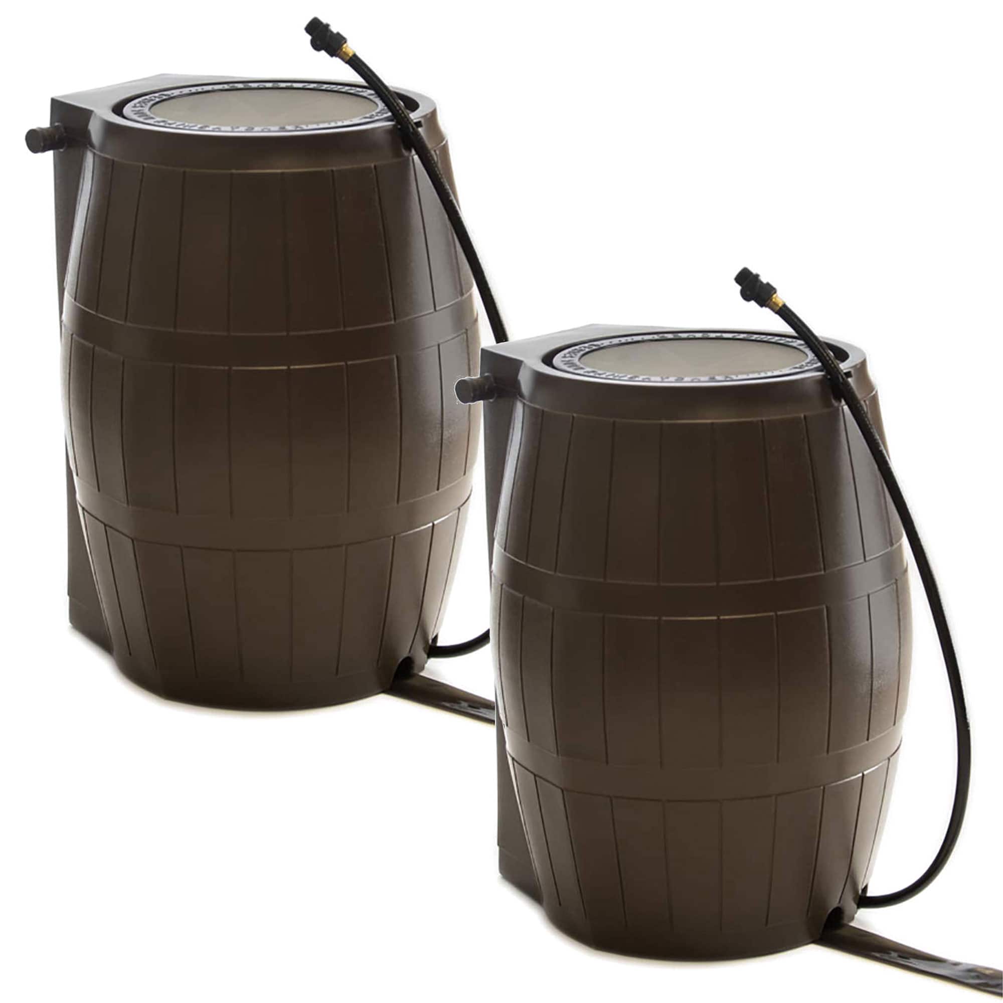 FCMP Outdoor - 50-Gallon BPA Free Home Rain Water Catcher Barrel, (2 Pack) - Brown price history on PriceWatchPro