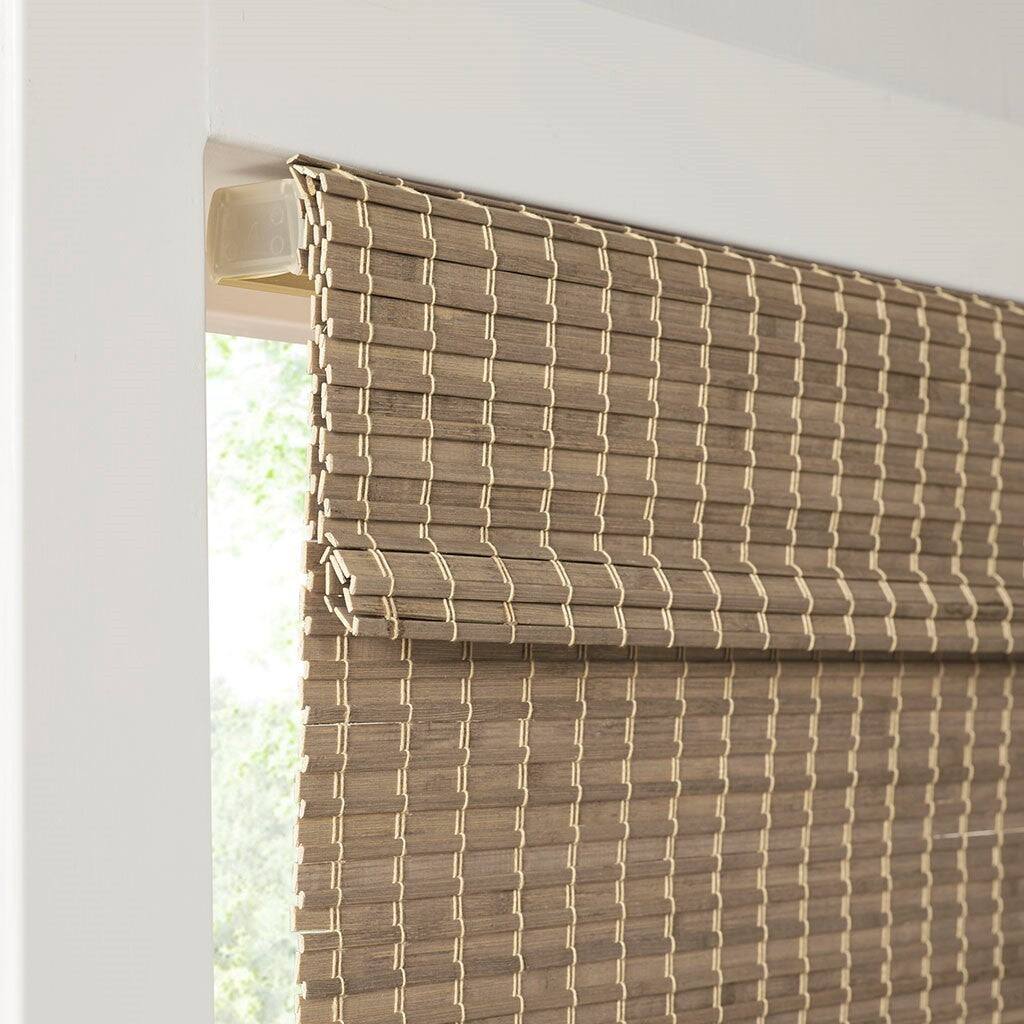 Alt View 9. BreeBe - Bamboo Light Filtering Roman Shade 64'L - Natural Ash.